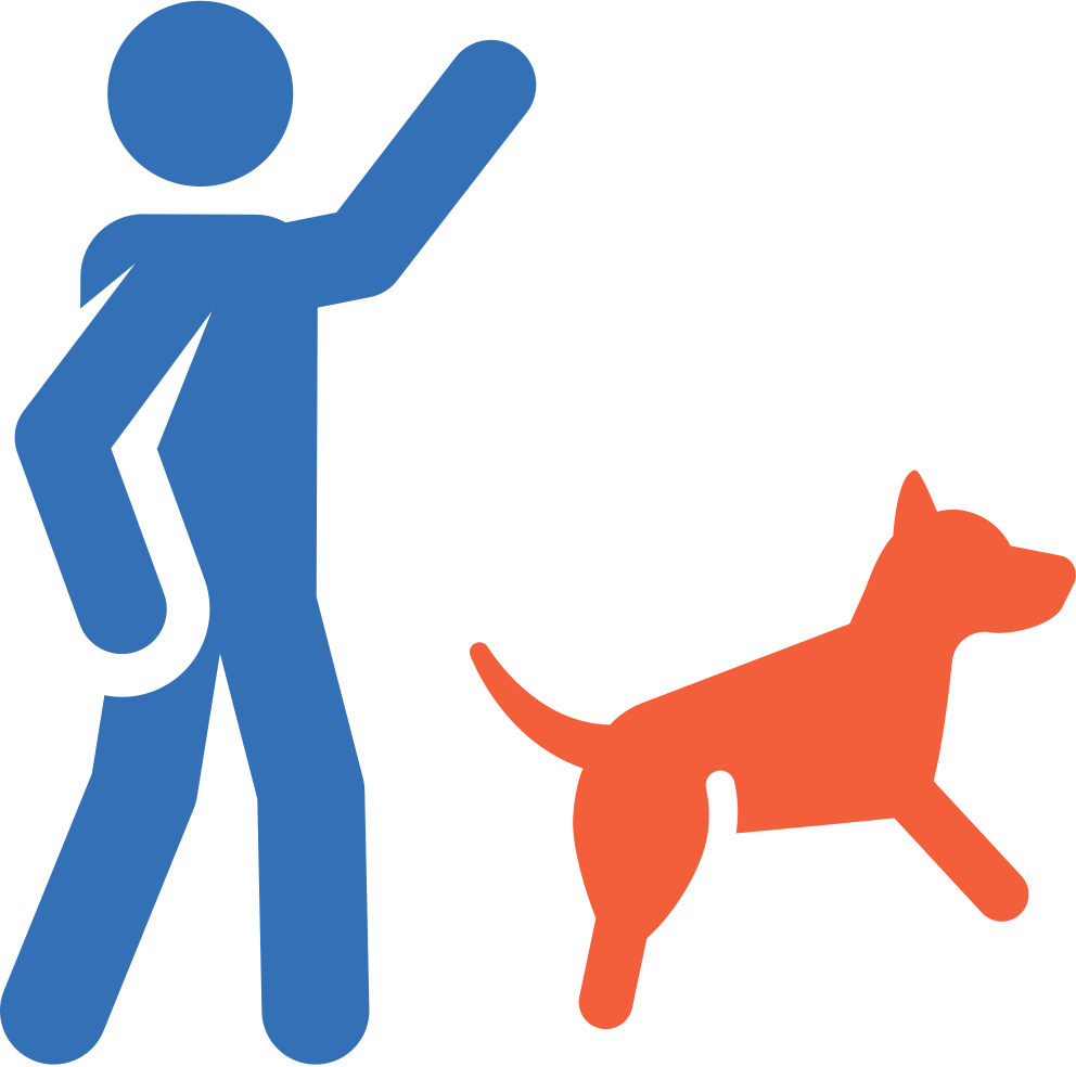 Icon einer Person, die mit einem Hund spielt
