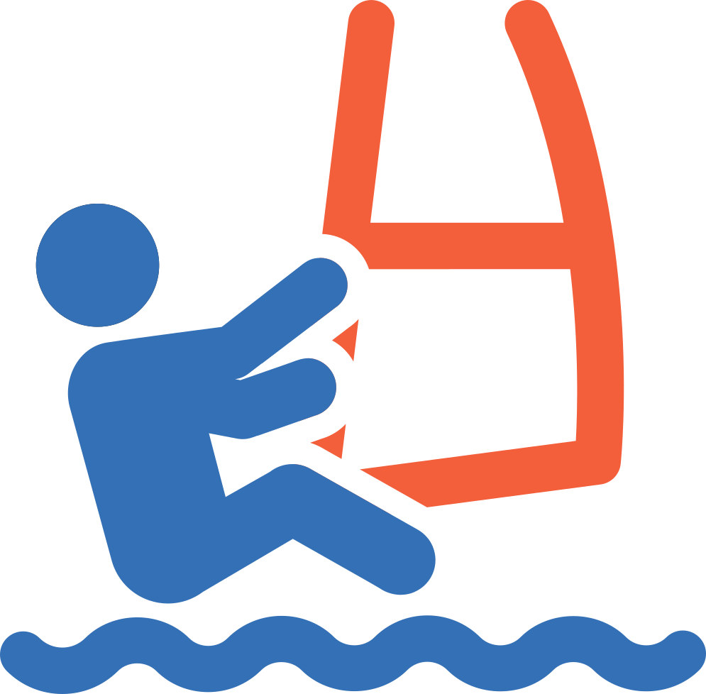 Icon einer Person, die windsurft